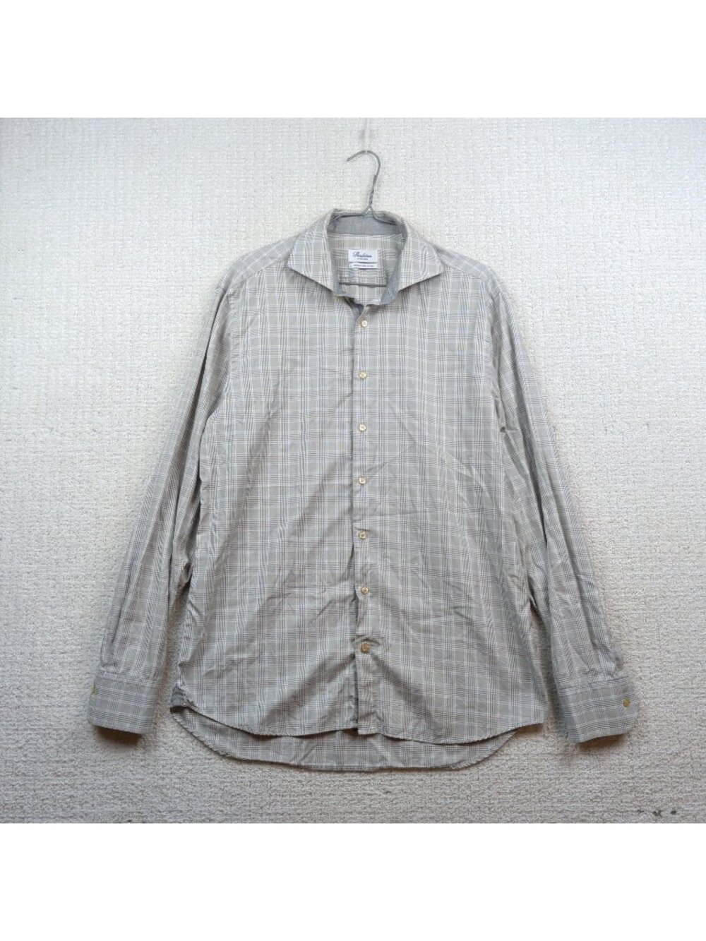 Stenstroms Fitted Body 16.5 / 42 Gray Plaid Twofold Super Cotton Dress Shirt